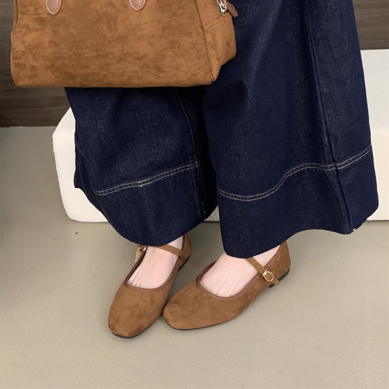French Retro Flat Mary Jane Shoes Square Toe With Fairy Style Milk Shoes 2024 Autumn New Shallow Mouth Single-Layer Shoes - Image 4